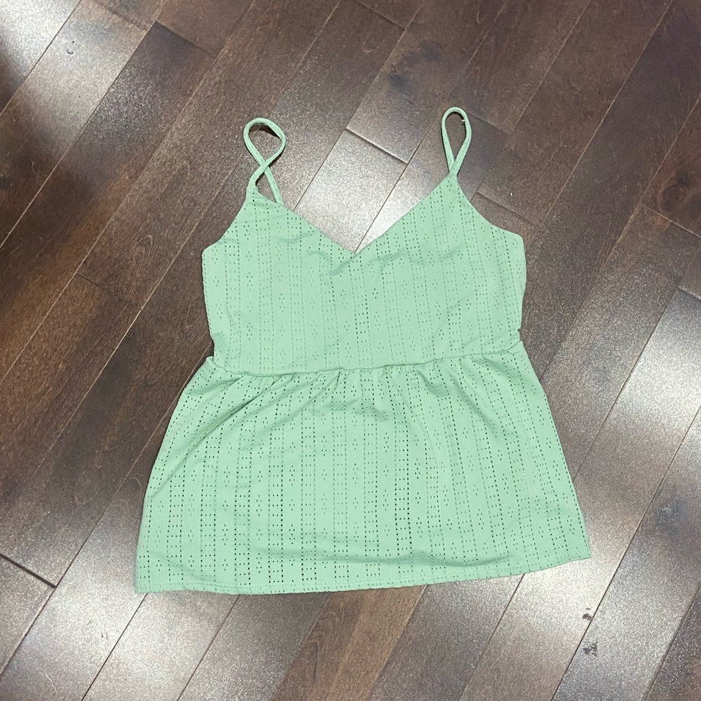 Y2K Babydoll style peplum eyelet tank